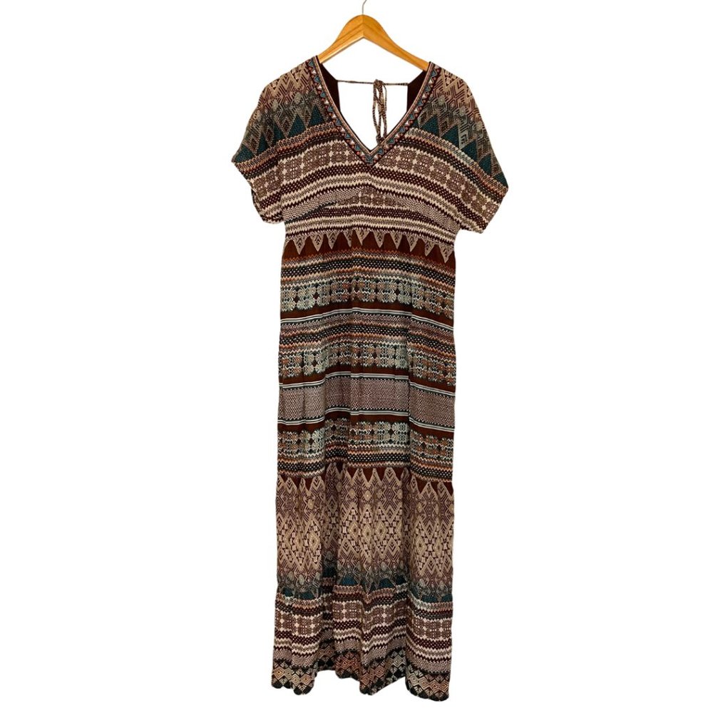LuLumari Boho Tribal Print Maxi Dress